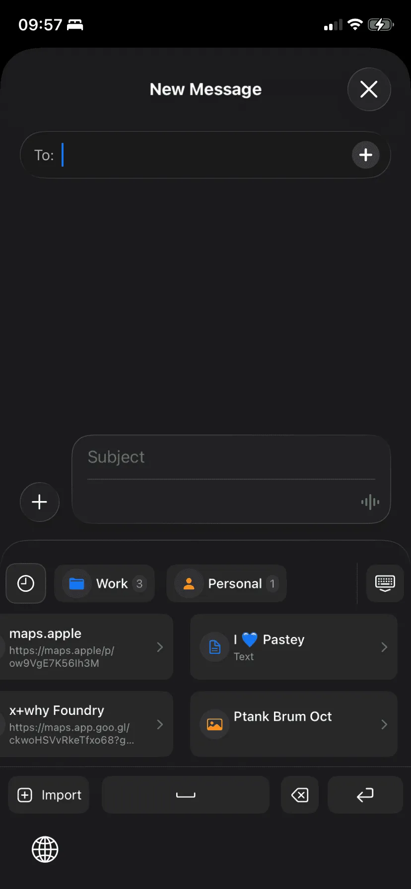 Paste from your keyboard
