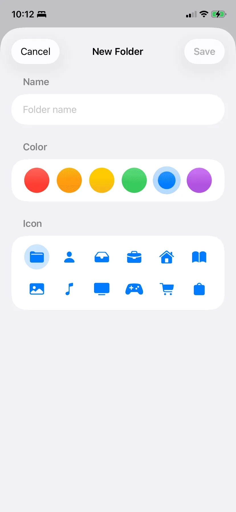 Organise with folders